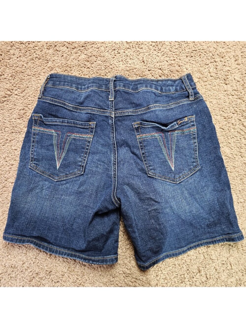 Seven7 Jean Shorts Womens 4 Blue Mid Rise Bermuda Denim Stretch - Picture 4 of 8